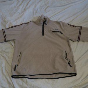 Vintage Whistler Blackcomb 1/4 Zip Fleece XL Beige Blue Orange Reflective Logo